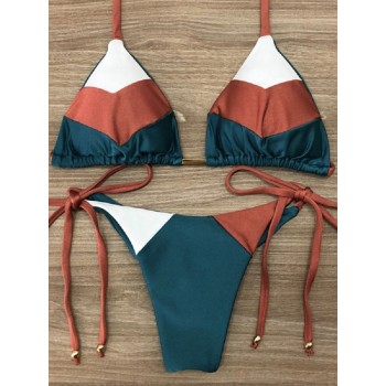 Sexy Halter Swimsuit Women Thong Micro Bikini Push Up 2023 Brazilian Bikini Tropical Plant Print Swimwear String Mini Swimsuit